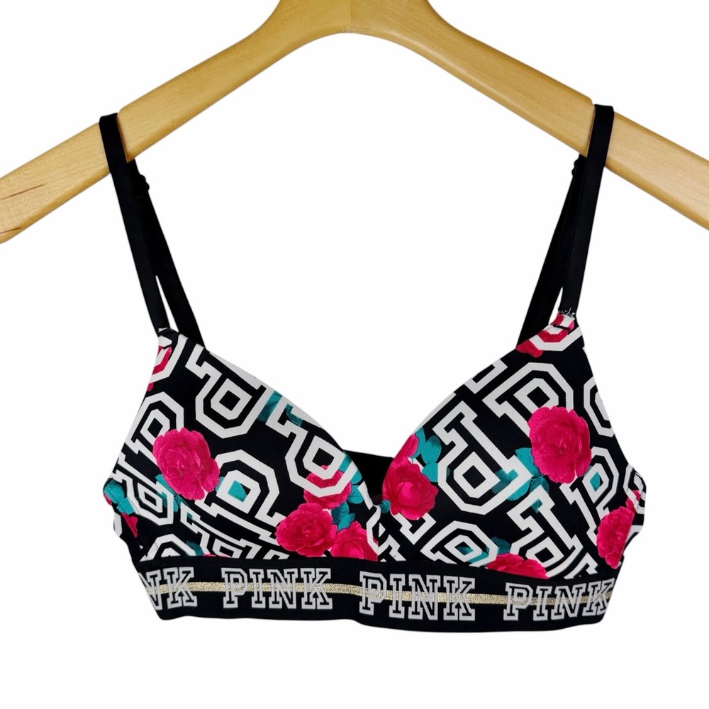 PINK Victoria’s Secret Wear Everywhere Wireless Lightly Lined Rose Print 32B